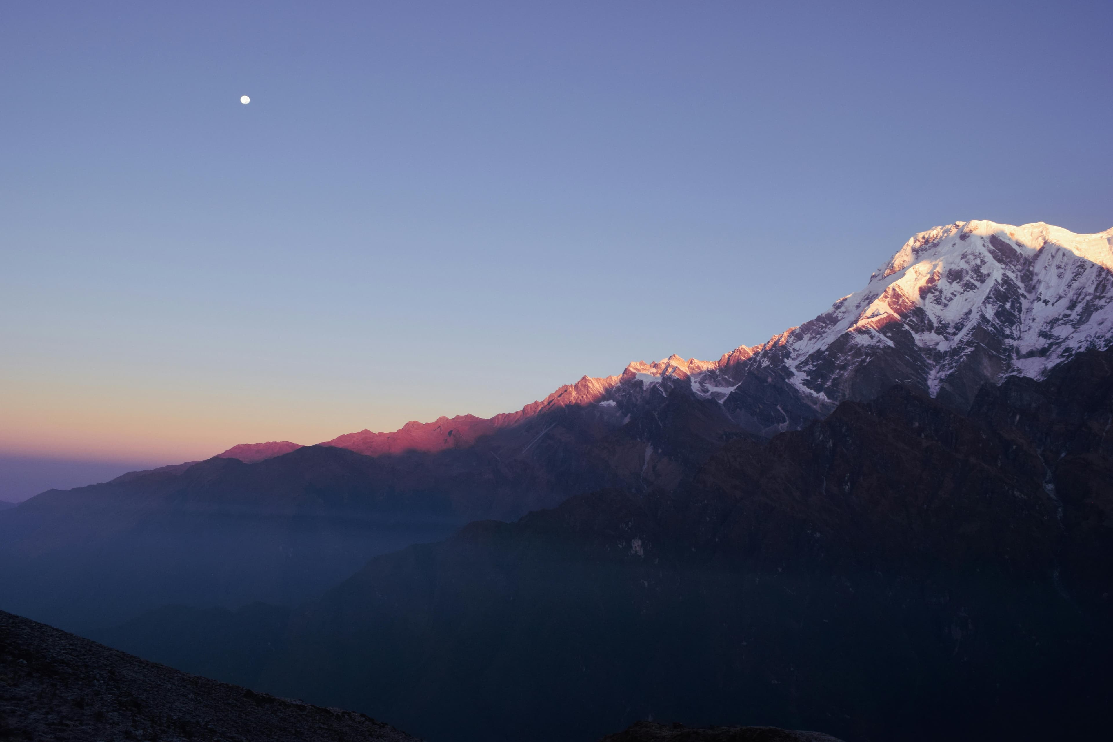 Nepal Himalayan sunrise over mountains